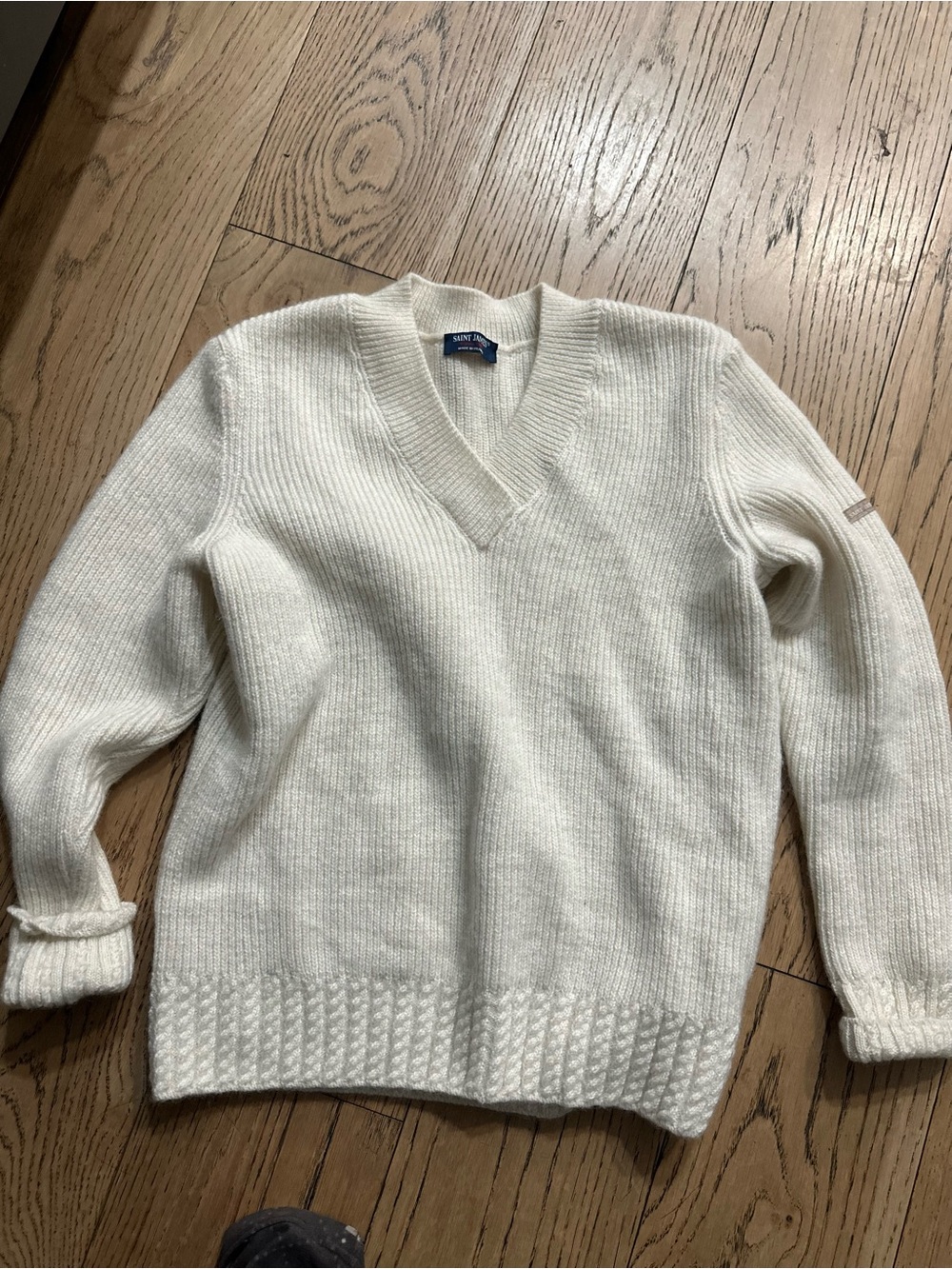 Saint James cream  v-neck  knit sweater
